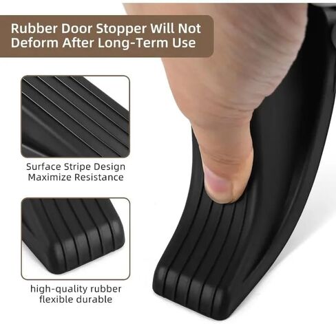 2 Packs Rubber Door Stoppers Wedge, Door Stops for Bottom of Door for Carpet Heavy Duty Door, for Bottom of Door on Tile, Concrete, Carpet （Brown） in Saudi Arabia