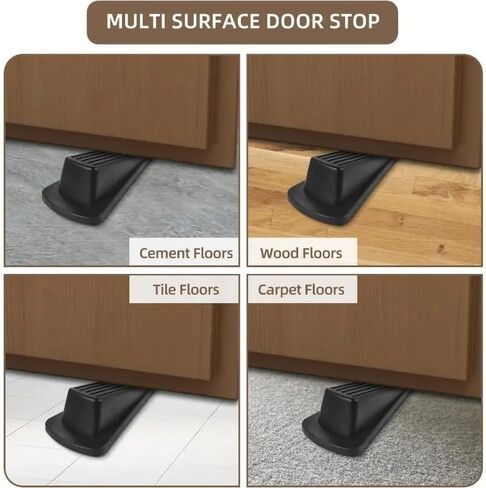 2 Packs Rubber Door Stoppers Wedge, Door Stops for Bottom of Door for Carpet Heavy Duty Door, for Bottom of Door on Tile, Concrete, Carpet （Brown） in Saudi Arabia