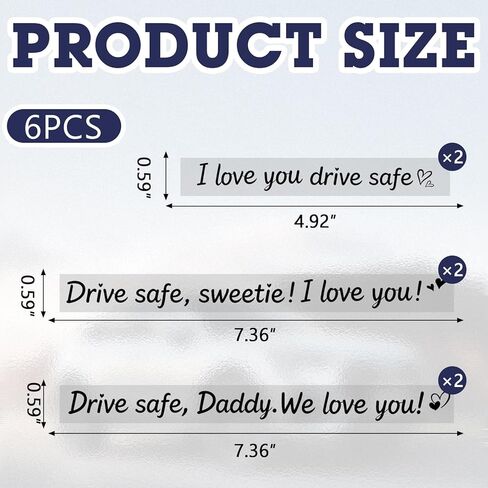 ملصق مرآة آمن I Love You Drive 6X، ملصقات سيارة، ملصقات مرآة الرؤية الخلفية للسيارة، ملحقات نافذة السيارة، 3 أنواع ملصقات للحبيبة والأب (أسود) in Kuwait