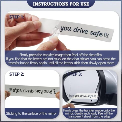 ملصق مرآة آمن I Love You Drive 6X، ملصقات سيارة، ملصقات مرآة الرؤية الخلفية للسيارة، ملحقات نافذة السيارة، 3 أنواع ملصقات للحبيبة والأب (أسود) in Kuwait