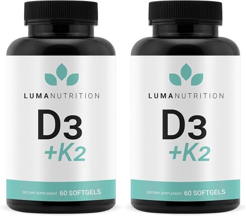 Luma Nutrition D3 + K2 Vitamin 10000 IU - Bone and Heart Health Supplement - Max Strength Immune Support and Calcium Absorption - 60 Softgels in Saudi Arabia