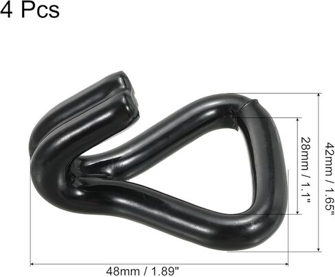 MECCANIXITY Ratchet Double J Strap Hook Load 1763 Lbs for 1" Tie Down Strap Webbing Car Truck Trailer Pack of 4 Black Plastic Coating in Saudi Arabia