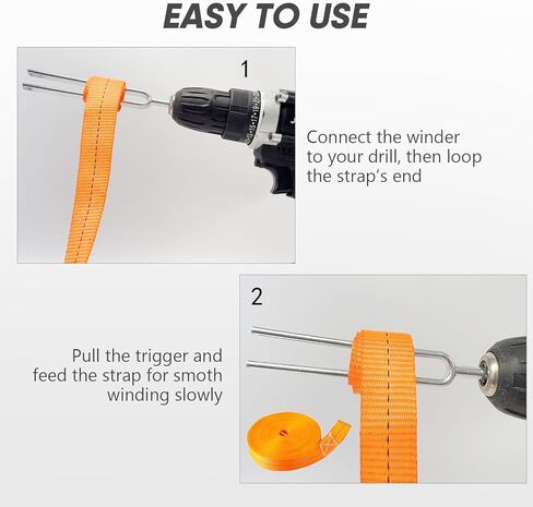 High-Efficiency Ratchet Strap Winder, Wrapper, Winding Machine, Anchor Rope Winder，Power Tool Steel Drill Attachment, Rolling Up Strap Rollers for Flatbed Trailer and Trucker - for Up to 4 Inchs in Saudi Arabia