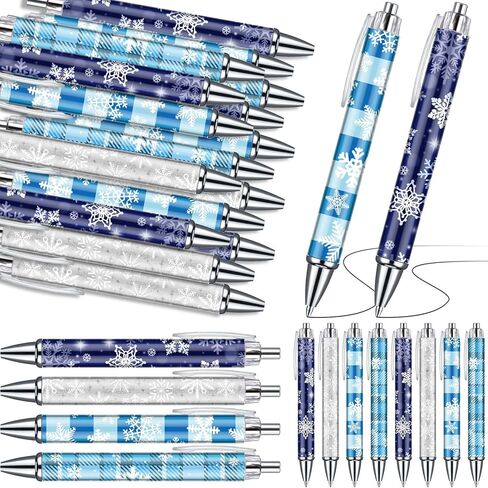 36 Pcs Winter Snowflake Ballpoint Pens, Black 1.0mm Smooth Writing Gel Ink Pen, Christmas Winter Journaling Pens for School Office Supplies Blue Snowflake Christmas Party Gift in Saudi Arabia