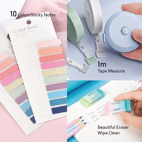 39PCS Macaron color School Supplies set，5 ballpoint pens，notebooks, pencil cse, sticky notes ，6mechanical pencil，2Correction Tapes，4fluorescent pens in Saudi Arabia