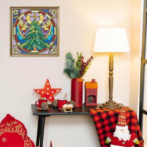 FREEBLOSS 11CT Christmas Printed Cross Stitch Kits Christmas Tree Stamped Cross Stitch Kit with Instruction Wall Hanging Kit for Needlepoint Adults Wall Art Decoration 18x18in/45x45cm in Saudi Arabia
