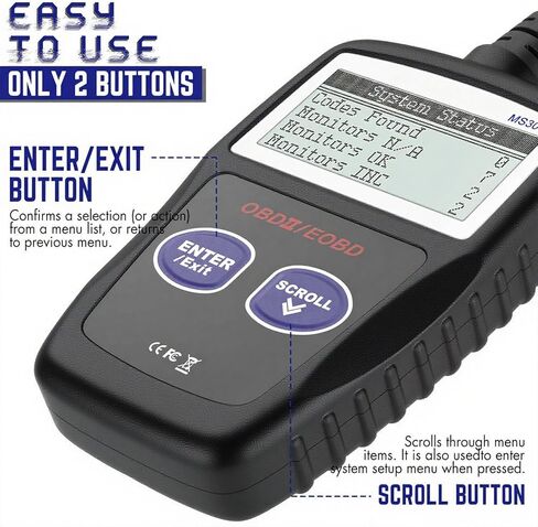 OBD2 Scanner MS309 Universal Car Engine Fault Code Reader, Check Engine Light and Emission Monitor Status, OBDII CAN Diagnostic Scan Tool, Red in Saudi Arabia