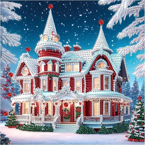 Christmas Castle Diamond Painting Kits for Adults, 5D Special Shape Diamond Art Kits for Beginners, Crystal Rhinestones Painting for Home Wall Decoration, 12×12 Inch in Saudi Arabia