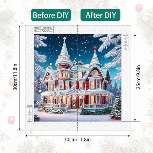 Christmas Castle Diamond Painting Kits for Adults, 5D Special Shape Diamond Art Kits for Beginners, Crystal Rhinestones Painting for Home Wall Decoration, 12×12 Inch in Saudi Arabia