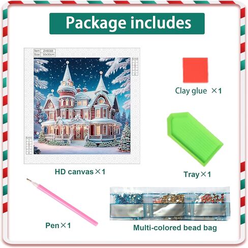 Christmas Castle Diamond Painting Kits for Adults, 5D Special Shape Diamond Art Kits for Beginners, Crystal Rhinestones Painting for Home Wall Decoration, 12×12 Inch in Saudi Arabia
