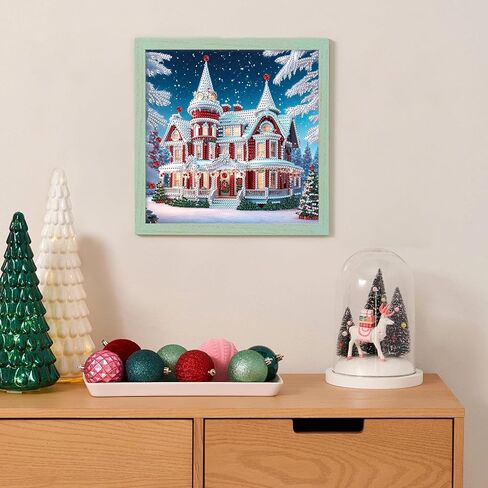 Christmas Castle Diamond Painting Kits for Adults, 5D Special Shape Diamond Art Kits for Beginners, Crystal Rhinestones Painting for Home Wall Decoration, 12×12 Inch in Saudi Arabia