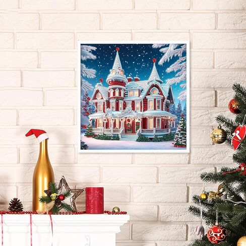 Christmas Castle Diamond Painting Kits for Adults, 5D Special Shape Diamond Art Kits for Beginners, Crystal Rhinestones Painting for Home Wall Decoration, 12×12 Inch in Saudi Arabia