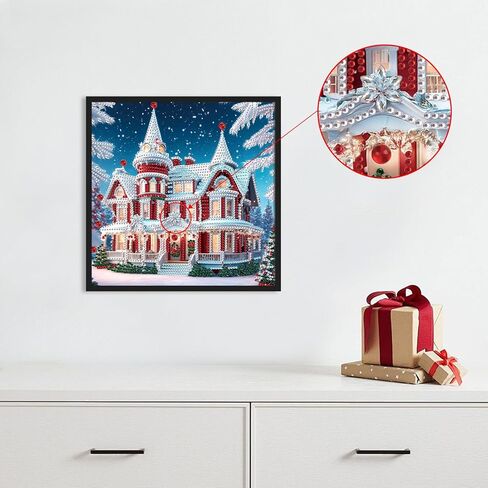 Christmas Castle Diamond Painting Kits for Adults, 5D Special Shape Diamond Art Kits for Beginners, Crystal Rhinestones Painting for Home Wall Decoration, 12×12 Inch in Saudi Arabia
