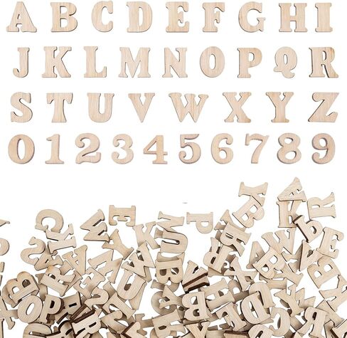 200 Pieces Mini Wooden Numbers, 0.6inch Wooden Letters for Crafts, Unfinished Small Wood Letters Alphabet Unpainted for Homemade Arts DIY Project Sorting Grid in Saudi Arabia