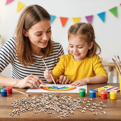 200 Pieces Mini Wooden Numbers, 0.6inch Wooden Letters for Crafts, Unfinished Small Wood Letters Alphabet Unpainted for Homemade Arts DIY Project Sorting Grid in Saudi Arabia