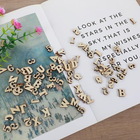 200 Pieces Mini Wooden Numbers, 0.6inch Wooden Letters for Crafts, Unfinished Small Wood Letters Alphabet Unpainted for Homemade Arts DIY Project Sorting Grid in Saudi Arabia