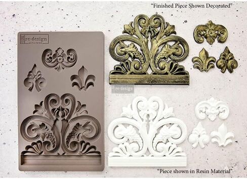 Redesign with Prima Redesign Furniture Decor Moulds® Delicate Flora 5"x8",8Mm Thickness for Funiture Dresser, Chocolate,Cake,Candy,Backery,Soap,Polymer Clay, earthen Clay,655350643065 in Kuwait