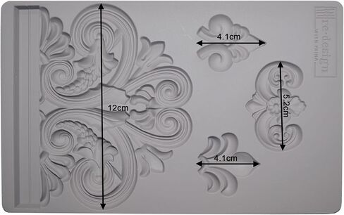 Redesign with Prima Redesign Furniture Decor Moulds® Delicate Flora 5"x8",8Mm Thickness for Funiture Dresser, Chocolate,Cake,Candy,Backery,Soap,Polymer Clay, earthen Clay,655350643065 in Kuwait