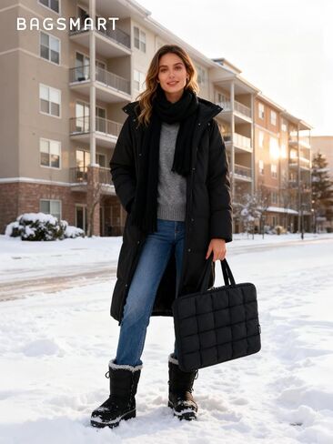 BAGSMART 15.6 Inch Laptop Case, Lightweight Puffy Laptop Sleeve with Handle, Macbook Case Sleeve Fitted with MacBook Air Pro 15 16 Inch M4 M3 M2 M1, Laptop Bag for Women Fitted with Dell,HP, Pink in Kuwait