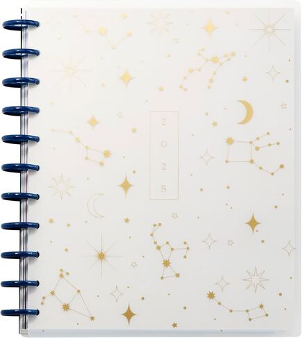 Happy Planner Disc-Bound 12-Month Planner, Jan.–Dec. 2025 Daily, Weekly, and Monthly Planner, Big Size, Dashboard Layout, Sun & Stars, 72 Pages, 12 Dividers, 2 Sticker Sheets, 8.5" x 11" in Kuwait