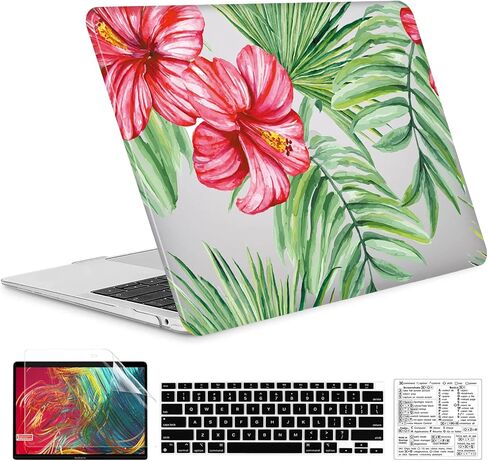 Compatible with MacBook Air 13 Inch Case 2021 2020 2019 2018 M1 A2337 A2179 A1932 Durable Hard Plastic Shell Case &Keyboard Cover&Mac OS Keyboard Sticker (Tulip) in Saudi Arabia