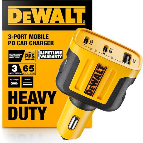 DEWALT USB C Car Charger, 120W 2-Port PD 3.0 Type C Adapter, PPS Fast Charging with Power Delivery for iPhone 15 14 13 12 11 X XS Pro Max Mini, Galaxy S22/S20/S10, Pixel, iPad/iPad Mini, and More in Saudi Arabia