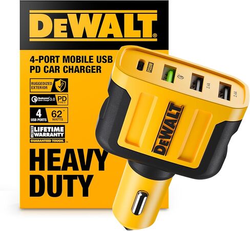 DEWALT USB C Car Charger, 120W 2-Port PD 3.0 Type C Adapter, PPS Fast Charging with Power Delivery for iPhone 15 14 13 12 11 X XS Pro Max Mini, Galaxy S22/S20/S10, Pixel, iPad/iPad Mini, and More in Saudi Arabia