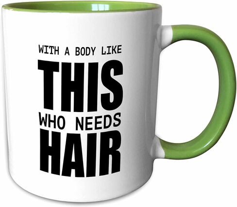3dRose With A Body Like This Who Needs Hair Mug, 11 oz, Black in Kuwait