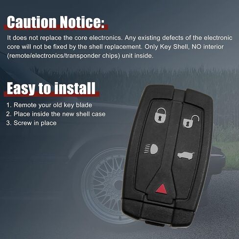X AUTOHAUX 2 قطعة 5 أزرار غير مقطوعة إدراج مفتاح فوب دخول بدون مفتاح التحكم عن بعد غطاء حافظة مفتاح لاند روفر فريلاندر ديسكفري 2 استبدال 3043A-TX9 in Kuwait