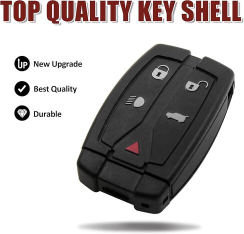 X AUTOHAUX 2 قطعة 5 أزرار غير مقطوعة إدراج مفتاح فوب دخول بدون مفتاح التحكم عن بعد غطاء حافظة مفتاح لاند روفر فريلاندر ديسكفري 2 استبدال 3043A-TX9 in Kuwait