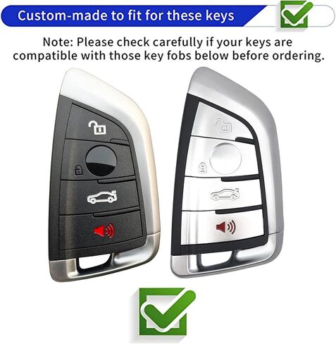مفتاح أنظمة الدخول بدون مفتاح لغطاء غطاء مفتاح BMW Key Fob مع سلسلة مفاتيح تناسب BMW X1 X2 X3 X5 X6 X7 GT و2 3 4 5 6 7 8 سلسلة (فضي وردي) in Kuwait