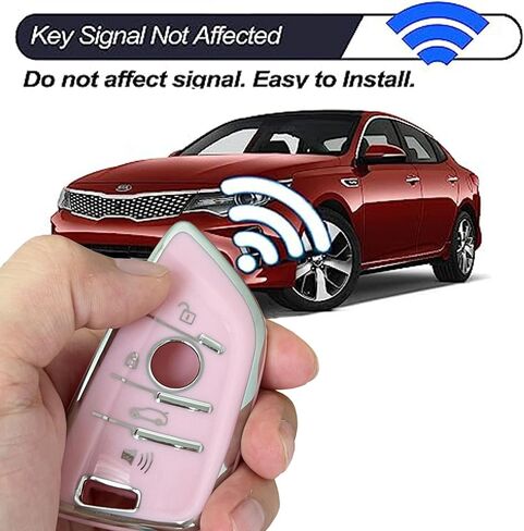 مفتاح أنظمة الدخول بدون مفتاح لغطاء غطاء مفتاح BMW Key Fob مع سلسلة مفاتيح تناسب BMW X1 X2 X3 X5 X6 X7 GT و2 3 4 5 6 7 8 سلسلة (فضي وردي) in Kuwait