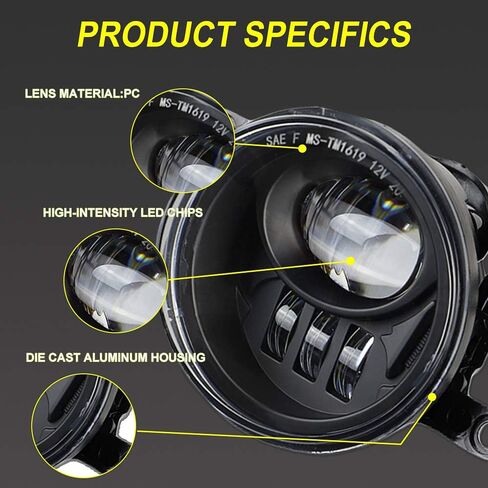 مصابيح ضباب LED متوافقة مع تاكوما 2016-2022، عداء 2014-2022، تندرا 2014-2019، استبدال مجموعة مصابيح قيادة الشاحنات مع دعامة قطعتين (أسود) in Kuwait