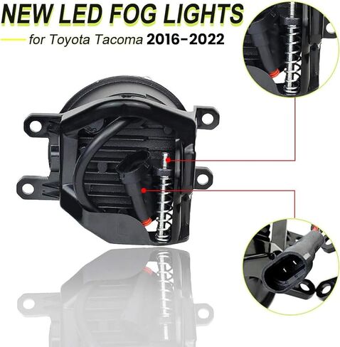 مصابيح ضباب LED متوافقة مع تاكوما 2016-2022، عداء 2014-2022، تندرا 2014-2019، استبدال مجموعة مصابيح قيادة الشاحنات مع دعامة قطعتين (أسود) in Kuwait