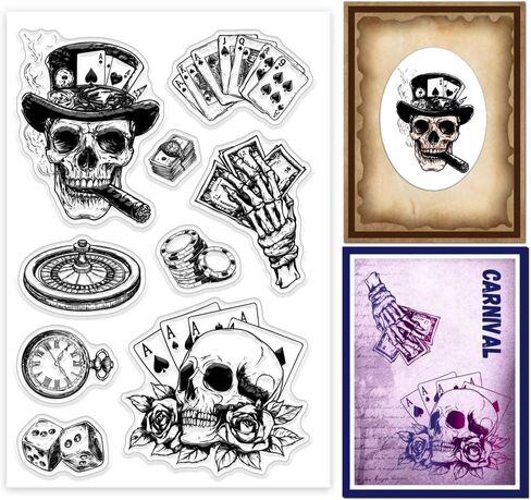 طوابع شفافة من GLOBLELAND Skeleton Entertainment، طوابع شفافة لنرد البوكر من السيليكون، طوابع شفافة لبطاقات القصاصات بنفسك، صنع مجلة ألبوم الصور in Saudi Arabia