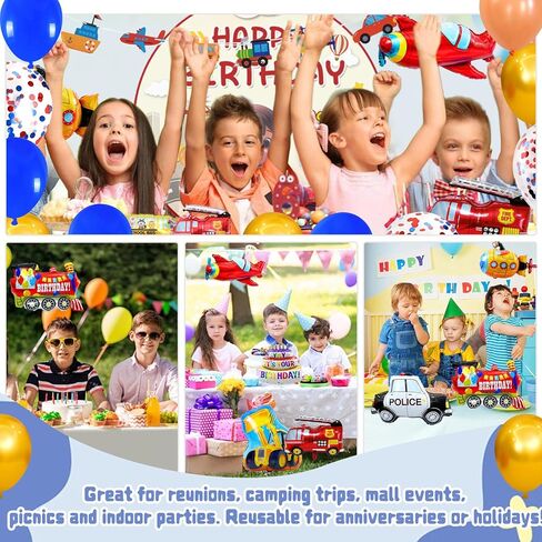 Balloons For Boys 65Pack Transportation Birthday Decorations, Car Themed Birthday Party Decorations, School Bus, Latex Ball, Cake, Submarine, Truck, Fire Truck, Train, Airplane, Car Flag in Saudi Arabia