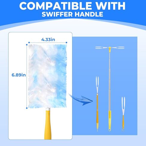 عبوات منفضة الغبار مع عبوات منفضة سويفر، 50 قطعة 180 عبوة منفضة شديدة التحمل، مجموعة منافض غبار متعددة الأسطح شديدة التحمل لتنظيف المطابخ وغرف النوم والحمامات والدراسات والسيارات والأثاث والستائر in Kuwait