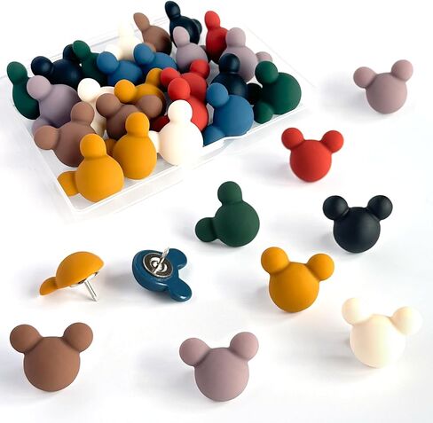 24 Pcs Cute Push pins,Colorful Decorative thumbtacks,Mouse Push pins,for Cork Board,Office or Home (24 Pcs- Velvet) in Saudi Arabia