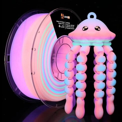 خيوط PLA للطابعة ثلاثية الأبعاد من LOVOON Rainbow 1.75 مم، تغيير اللون حسب الطول، خيوط متغيرة الألوان مع أزرق تيفاني غير لامع/أخضر نعناعي/وردي/أرجواني/أصفر، تناسب معظم أقلام الطابعة ثلاثية الأبعاد، 1 كجم (2.2 رطل)/بكرة in Saudi Arabia