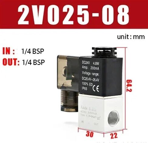 Air Solenoid Valves 2V025-08 2 Position 2 Port 1/4" Normally Closed Valv Pneumatic Solenoid Valve 12V 24V 110V 220V Volt(AC220V) in Saudi Arabia