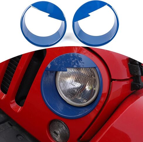 RT-TCZ لـ Wrangler JK Angry Eyes غطاء المصباح الأمامي حواف حواف لسيارة Jeep Wrangler JK JKU Unlimited 2007-2017 ملحقات خارجية زرقاء غاضبة قطعتين in Saudi Arabia
