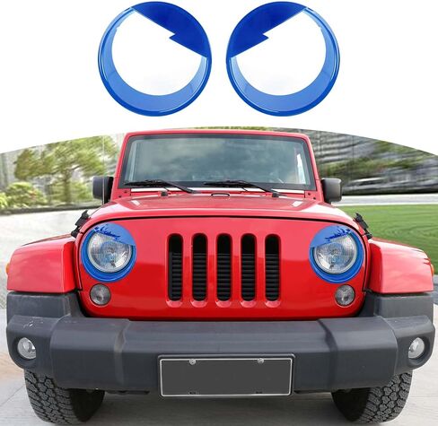 RT-TCZ لـ Wrangler JK Angry Eyes غطاء المصباح الأمامي حواف حواف لسيارة Jeep Wrangler JK JKU Unlimited 2007-2017 ملحقات خارجية زرقاء غاضبة قطعتين in Saudi Arabia