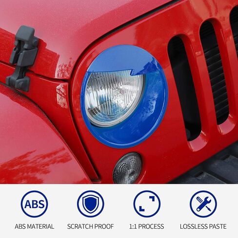 RT-TCZ لـ Wrangler JK Angry Eyes غطاء المصباح الأمامي حواف حواف لسيارة Jeep Wrangler JK JKU Unlimited 2007-2017 ملحقات خارجية زرقاء غاضبة قطعتين in Saudi Arabia