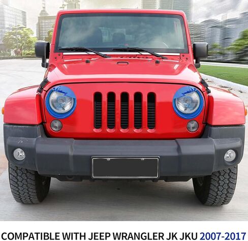 RT-TCZ لـ Wrangler JK Angry Eyes غطاء المصباح الأمامي حواف حواف لسيارة Jeep Wrangler JK JKU Unlimited 2007-2017 ملحقات خارجية زرقاء غاضبة قطعتين in Saudi Arabia