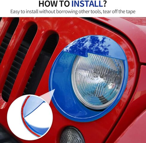 RT-TCZ لـ Wrangler JK Angry Eyes غطاء المصباح الأمامي حواف حواف لسيارة Jeep Wrangler JK JKU Unlimited 2007-2017 ملحقات خارجية زرقاء غاضبة قطعتين in Saudi Arabia