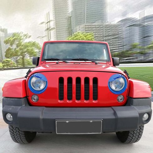RT-TCZ لـ Wrangler JK Angry Eyes غطاء المصباح الأمامي حواف حواف لسيارة Jeep Wrangler JK JKU Unlimited 2007-2017 ملحقات خارجية زرقاء غاضبة قطعتين in Saudi Arabia