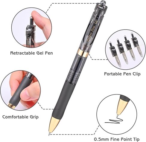 M&G Gel Pens, 6 Pcs 0.5mm Fine Point Smooth Writing Pens, Retractable Gel Black Ink Pen for Journaling Note-Taking School Office Home Supplies (White) in Saudi Arabia