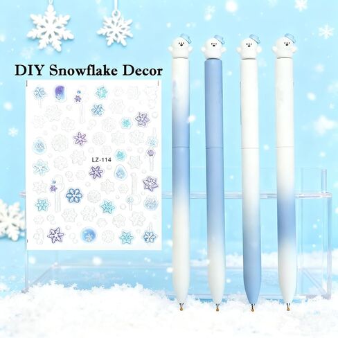 8 Pcs Cute Snowman Pens 0.5mm, DIY Snowflake Stickers Decor with Gradient Color Pen Barrel, Holiday Pens Bulk, Smooth Writing, Black Ink for School Office Stationery, Birthday Gifts, Snowman in Saudi Arabia