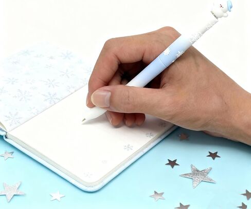 8 Pcs Cute Snowman Pens 0.5mm, DIY Snowflake Stickers Decor with Gradient Color Pen Barrel, Holiday Pens Bulk, Smooth Writing, Black Ink for School Office Stationery, Birthday Gifts, Snowman in Saudi Arabia