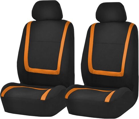 أغطية مقاعد السيارة من TLH Automotive، أغطية مقاعد السيارة القماشية المسطحة الفريدة من نوعها، المجموعة الأمامية فقط، أغطية المقاعد البرتقالية، أغطية المقاعد الملائمة العالمية، الملحقات الداخلية، حامي مقعد السيارة للسيارات، السيارات، الشاحنات، سيارات الدفع in Kuwait